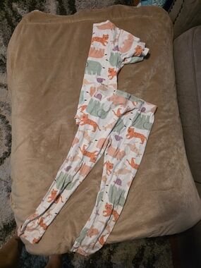 Carter's Cream Pajama Set with Peach and Green Safari Animals